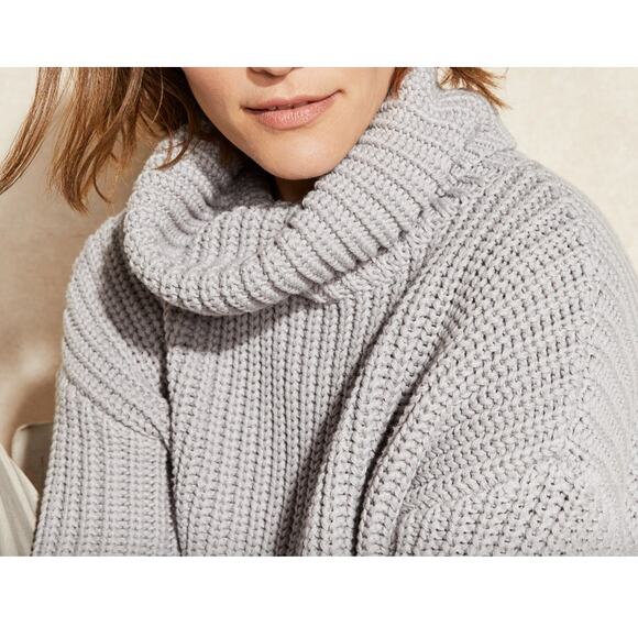 Haven Chunky Knit Funnel Neck Sweater NWT Womens Sz S Gray Pullover Relaxed Fit - Picture 6 of 6